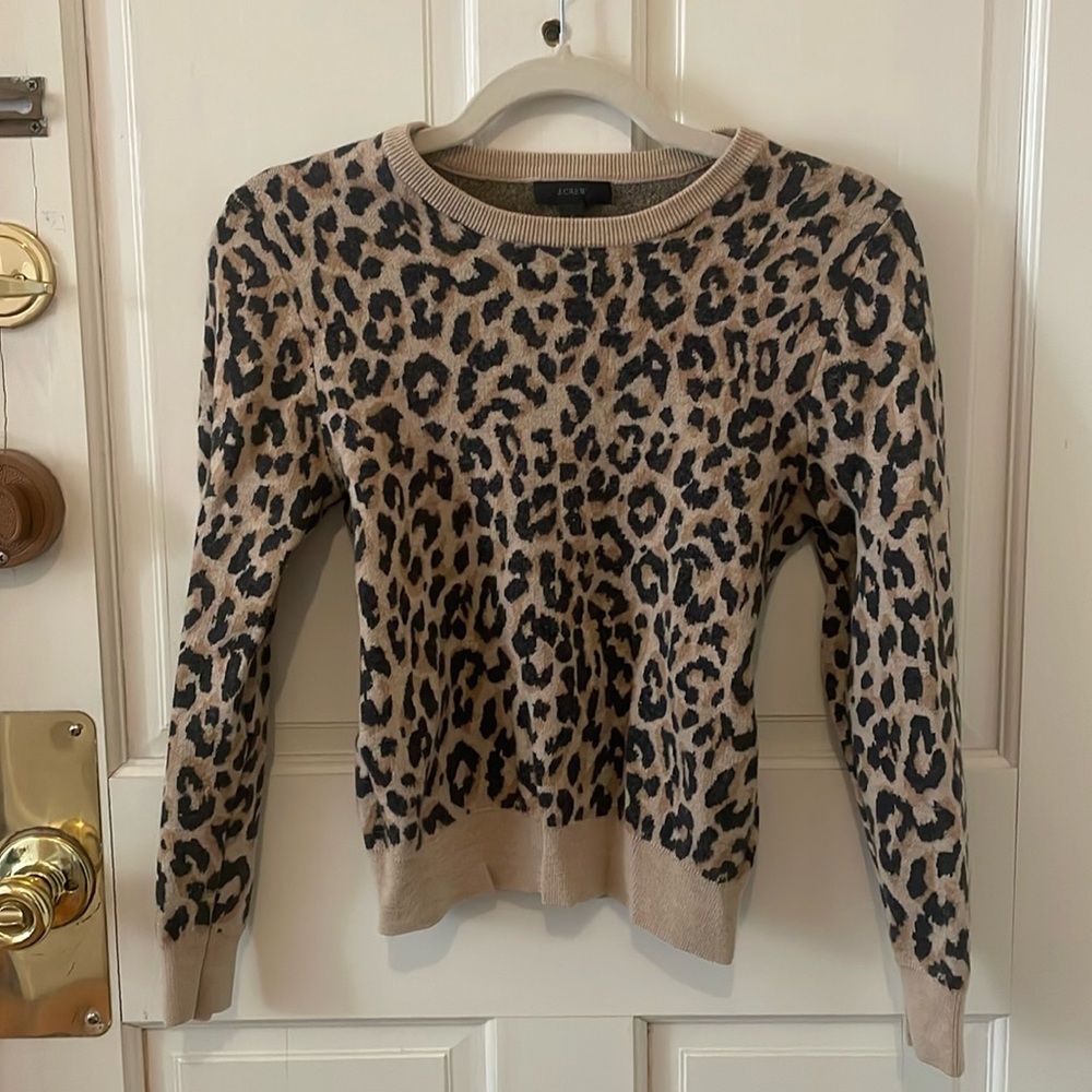 J. Crew Crewneck Wool Sweater - Cheetah Pattern (S)